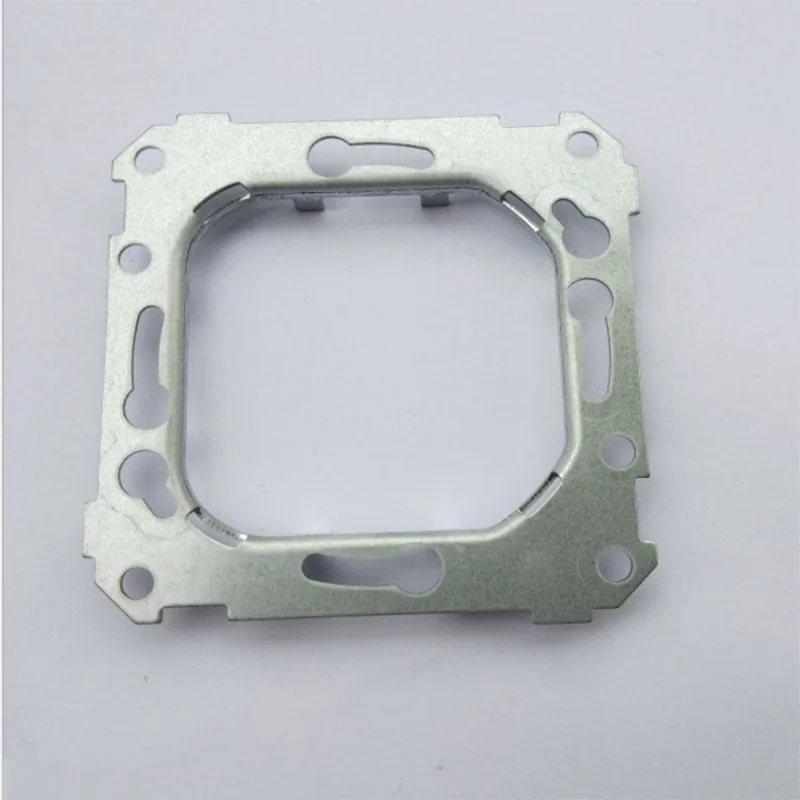 Sheet metal blanking press cutting flat industrial parts in production