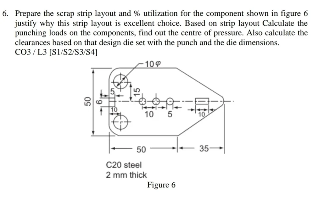Metal stamping cost analysis showing material yield and strip layout optimization engineering