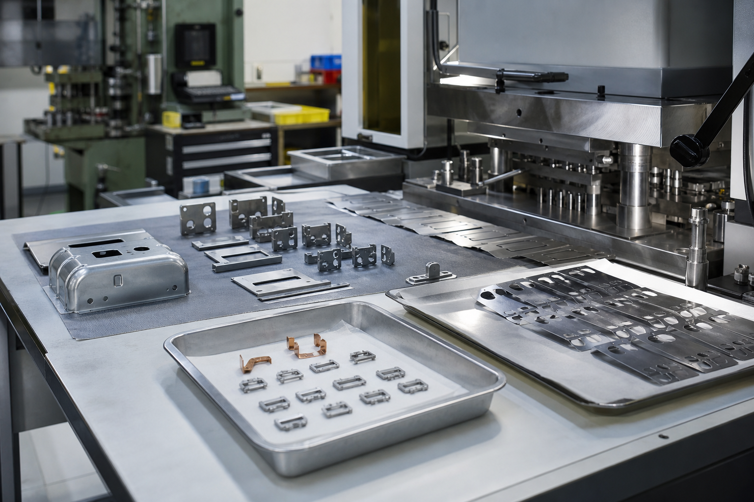 Low-volume metal stamping production with small batch parts after inspection