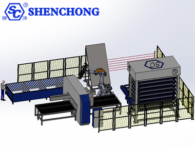Metal stamping press line producing sheet metal components in a factory